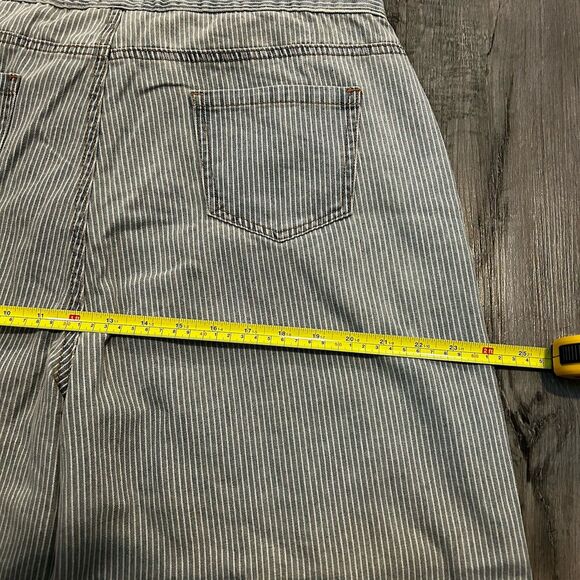 POL Women’s Pants Striped Extra Wide Leg Size Large Pinstripes Patches Blue - Picture 7 of 8